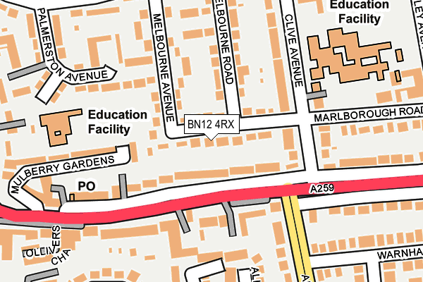 BN12 4RX map - OS OpenMap – Local (Ordnance Survey)