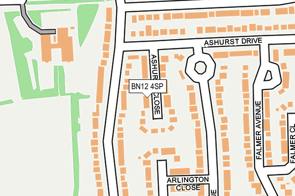 BN12 4SP map - OS OpenMap – Local (Ordnance Survey)