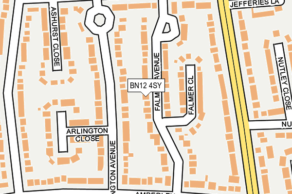 BN12 4SY map - OS OpenMap – Local (Ordnance Survey)