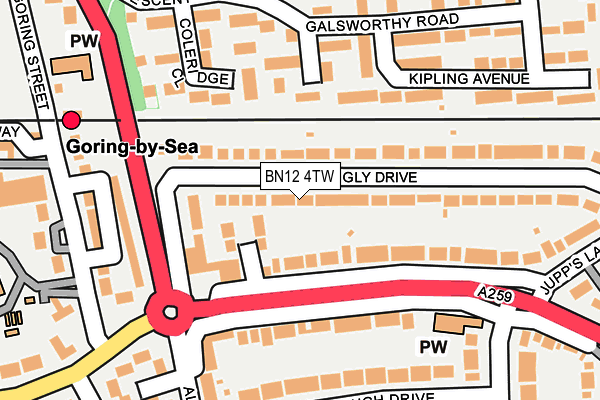 BN12 4TW map - OS OpenMap – Local (Ordnance Survey)