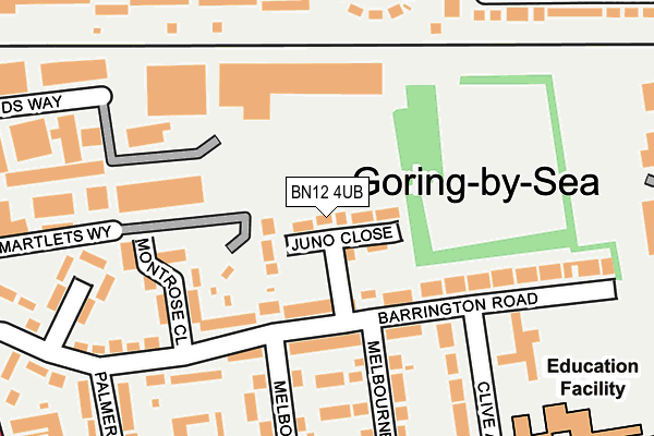 BN12 4UB map - OS OpenMap – Local (Ordnance Survey)