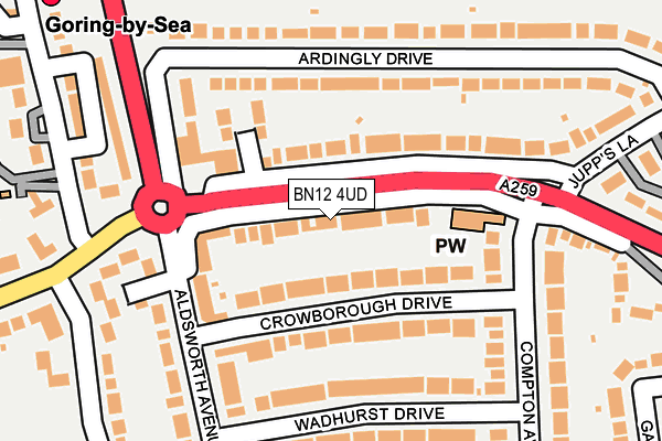 BN12 4UD map - OS OpenMap – Local (Ordnance Survey)
