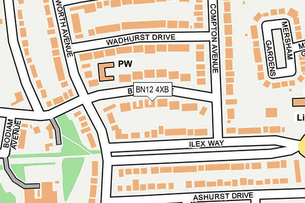 BN12 4XB map - OS OpenMap – Local (Ordnance Survey)