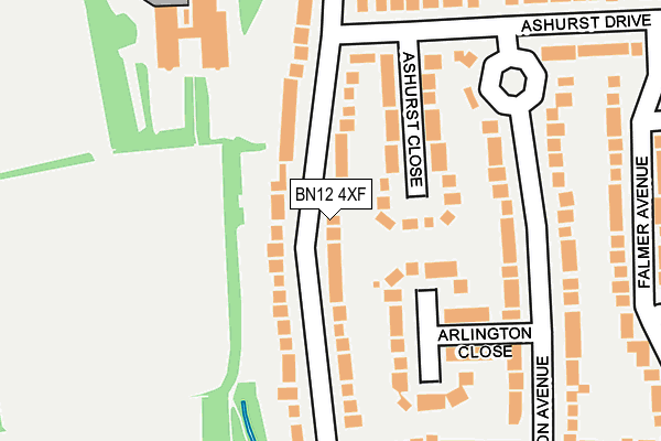 BN12 4XF map - OS OpenMap – Local (Ordnance Survey)