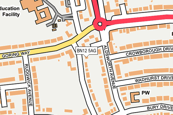 BN12 5AG map - OS OpenMap – Local (Ordnance Survey)