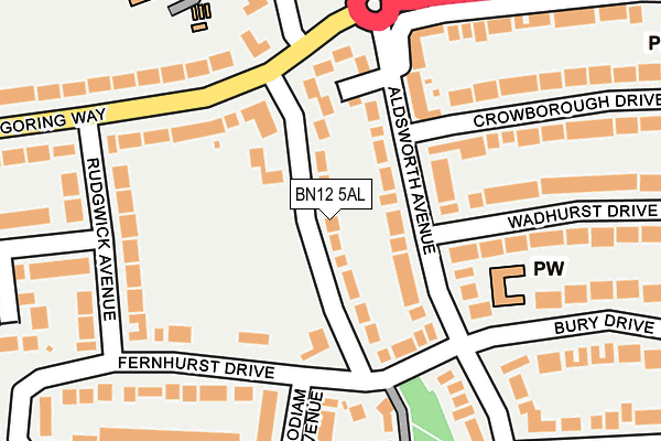 BN12 5AL map - OS OpenMap – Local (Ordnance Survey)