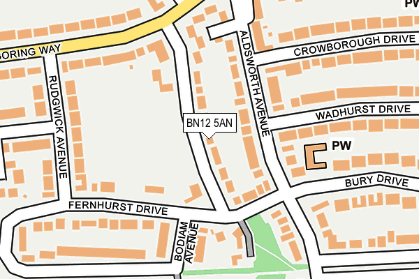 BN12 5AN map - OS OpenMap – Local (Ordnance Survey)