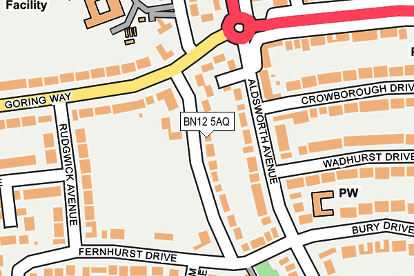 BN12 5AQ map - OS OpenMap – Local (Ordnance Survey)