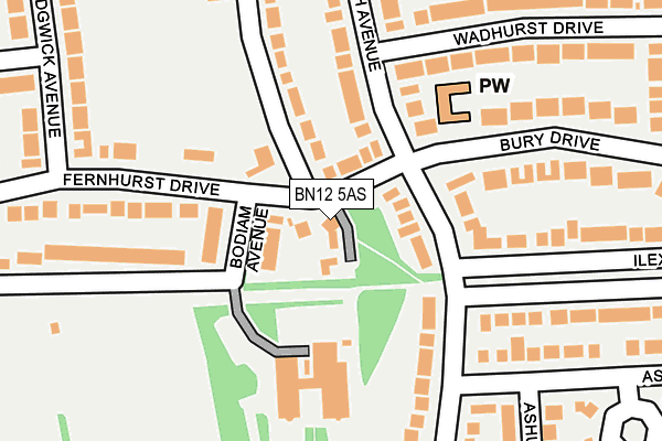 BN12 5AS map - OS OpenMap – Local (Ordnance Survey)