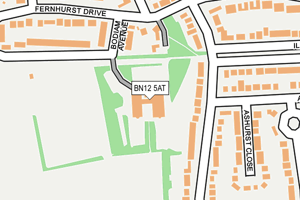 BN12 5AT map - OS OpenMap – Local (Ordnance Survey)