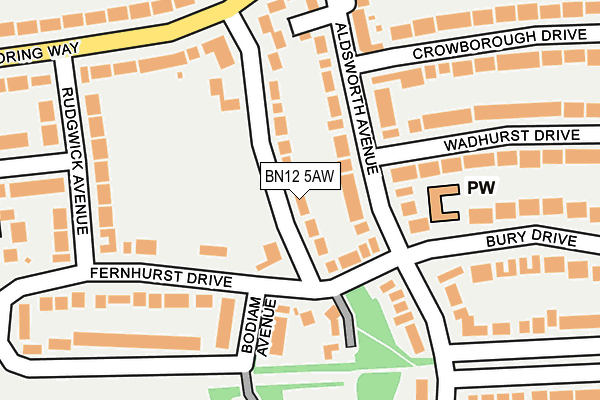 BN12 5AW map - OS OpenMap – Local (Ordnance Survey)