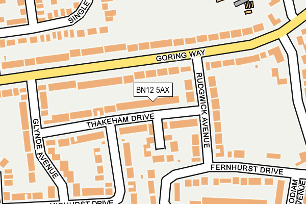 BN12 5AX map - OS OpenMap – Local (Ordnance Survey)