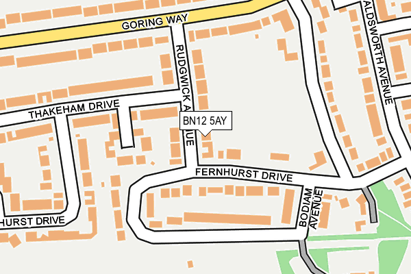 BN12 5AY map - OS OpenMap – Local (Ordnance Survey)