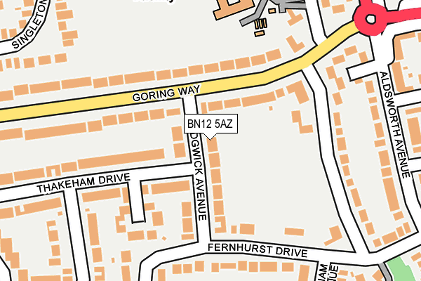 BN12 5AZ map - OS OpenMap – Local (Ordnance Survey)