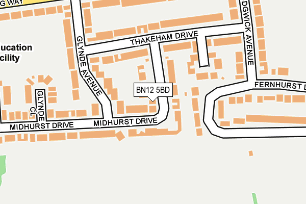 BN12 5BD map - OS OpenMap – Local (Ordnance Survey)