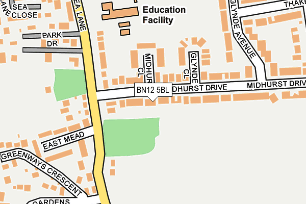 BN12 5BL map - OS OpenMap – Local (Ordnance Survey)