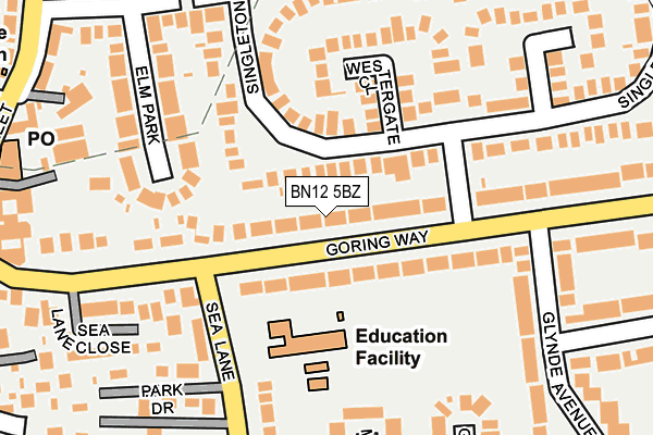 BN12 5BZ map - OS OpenMap – Local (Ordnance Survey)