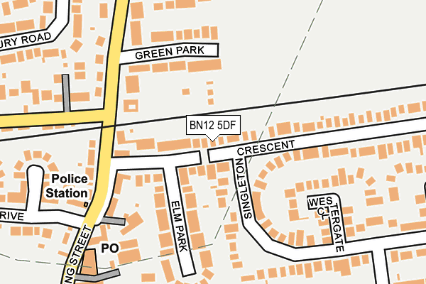 BN12 5DF map - OS OpenMap – Local (Ordnance Survey)