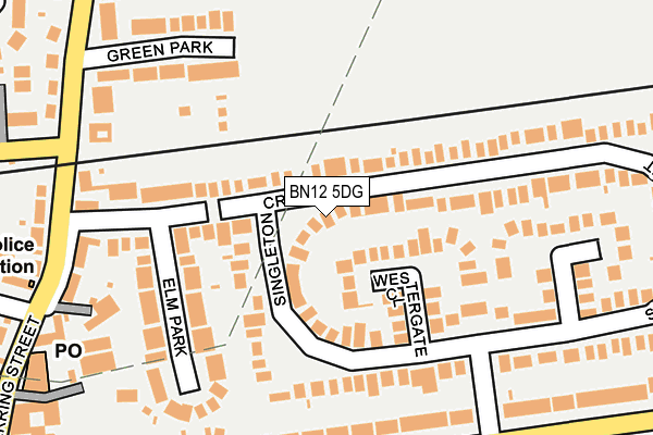 BN12 5DG map - OS OpenMap – Local (Ordnance Survey)