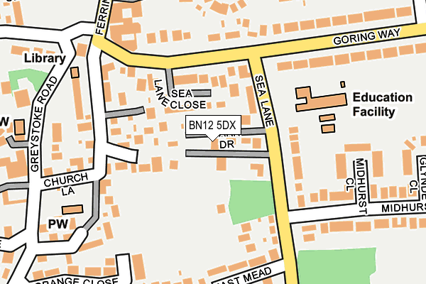 BN12 5DX map - OS OpenMap – Local (Ordnance Survey)