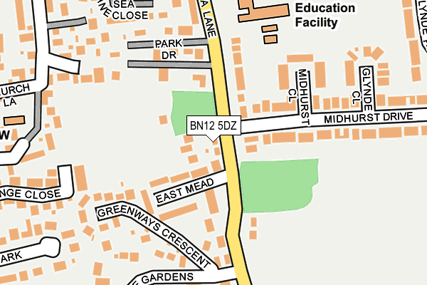 BN12 5DZ map - OS OpenMap – Local (Ordnance Survey)