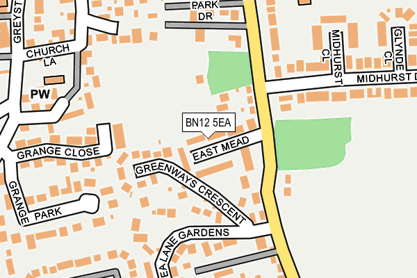 BN12 5EA map - OS OpenMap – Local (Ordnance Survey)