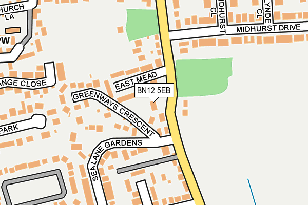BN12 5EB map - OS OpenMap – Local (Ordnance Survey)