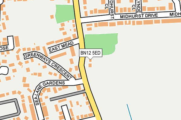 BN12 5ED map - OS OpenMap – Local (Ordnance Survey)