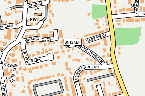 BN12 5EF map - OS OpenMap – Local (Ordnance Survey)