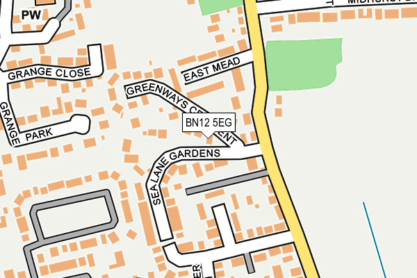 BN12 5EG map - OS OpenMap – Local (Ordnance Survey)