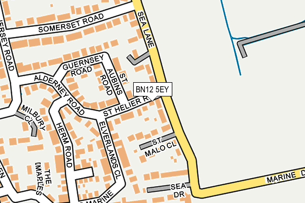 BN12 5EY map - OS OpenMap – Local (Ordnance Survey)