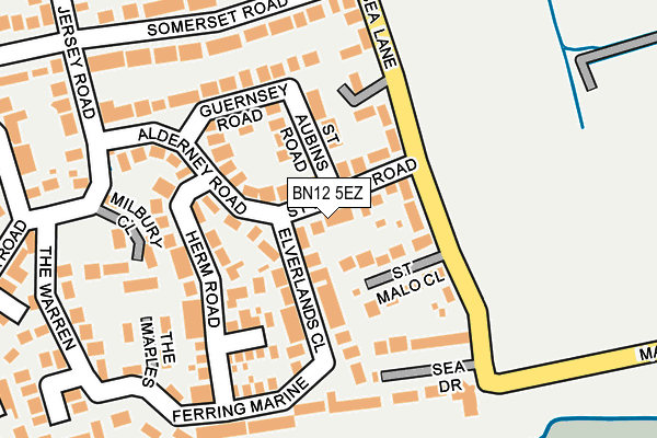 BN12 5EZ map - OS OpenMap – Local (Ordnance Survey)