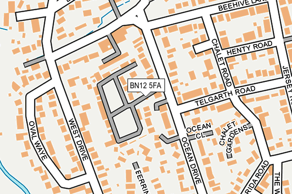 BN12 5FA map - OS OpenMap – Local (Ordnance Survey)