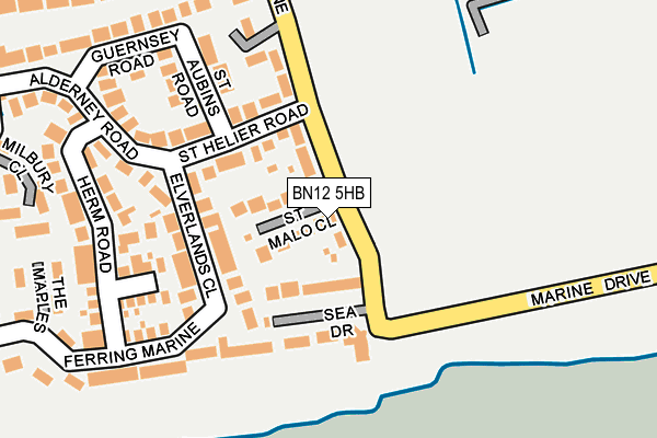 BN12 5HB map - OS OpenMap – Local (Ordnance Survey)