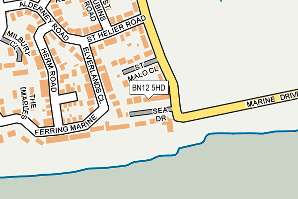 BN12 5HD map - OS OpenMap – Local (Ordnance Survey)