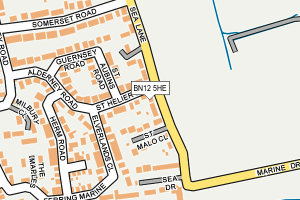 BN12 5HE map - OS OpenMap – Local (Ordnance Survey)