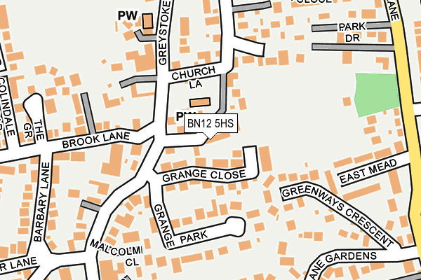 BN12 5HS map - OS OpenMap – Local (Ordnance Survey)