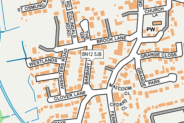 BN12 5JB map - OS OpenMap – Local (Ordnance Survey)
