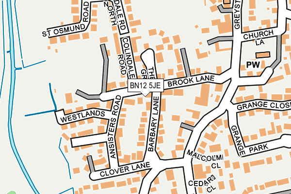BN12 5JE map - OS OpenMap – Local (Ordnance Survey)