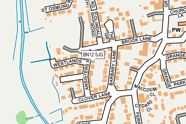 BN12 5JG map - OS OpenMap – Local (Ordnance Survey)