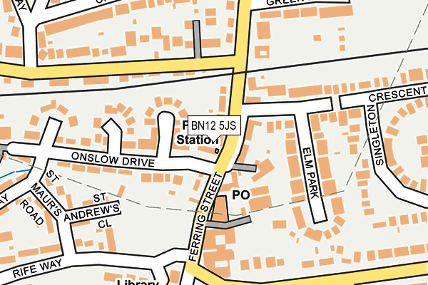 BN12 5JS map - OS OpenMap – Local (Ordnance Survey)