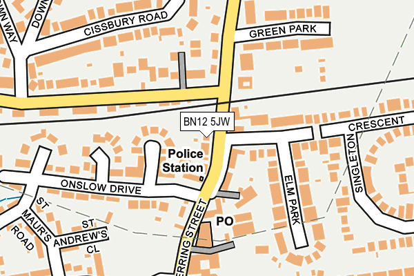 BN12 5JW map - OS OpenMap – Local (Ordnance Survey)