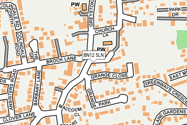 BN12 5LN map - OS OpenMap – Local (Ordnance Survey)