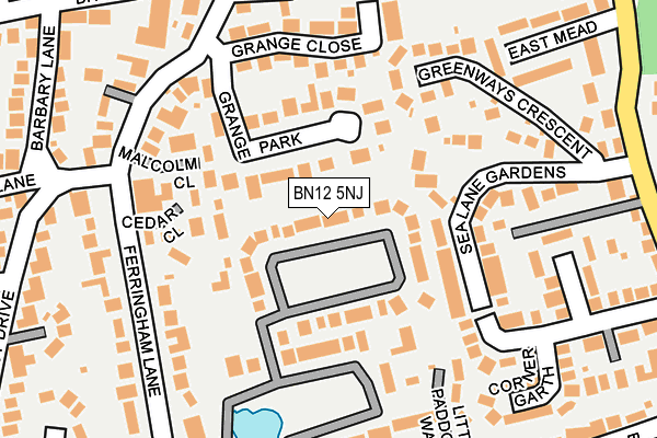 BN12 5NJ map - OS OpenMap – Local (Ordnance Survey)