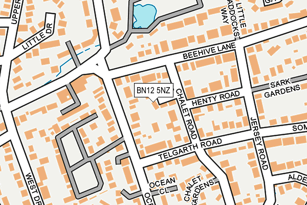 BN12 5NZ map - OS OpenMap – Local (Ordnance Survey)