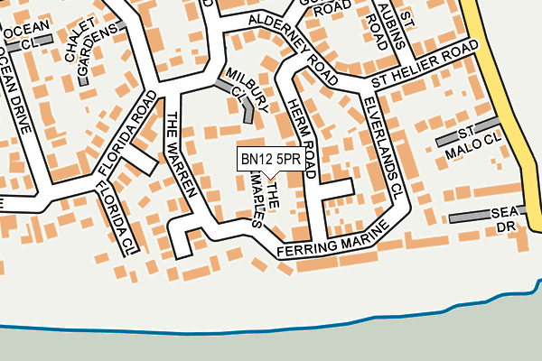 BN12 5PR map - OS OpenMap – Local (Ordnance Survey)