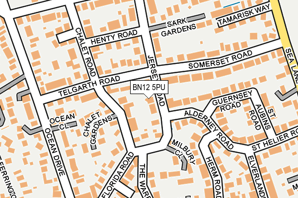 BN12 5PU map - OS OpenMap – Local (Ordnance Survey)