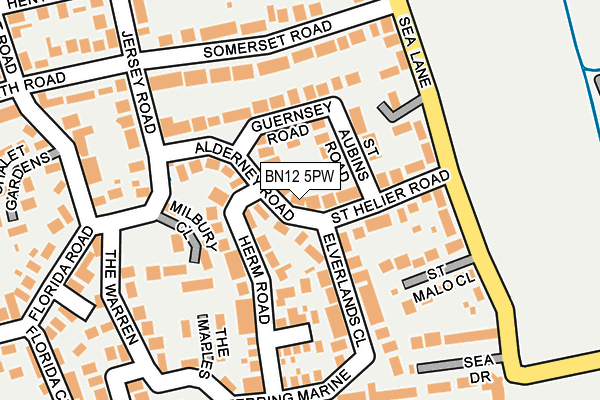BN12 5PW map - OS OpenMap – Local (Ordnance Survey)