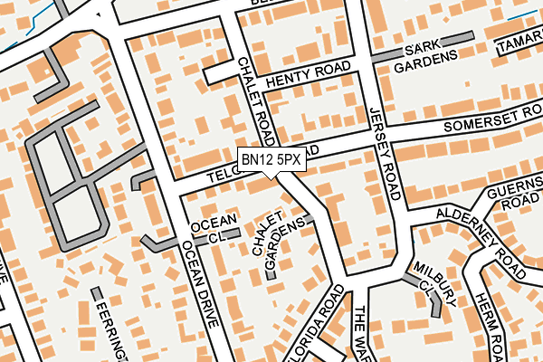 BN12 5PX map - OS OpenMap – Local (Ordnance Survey)
