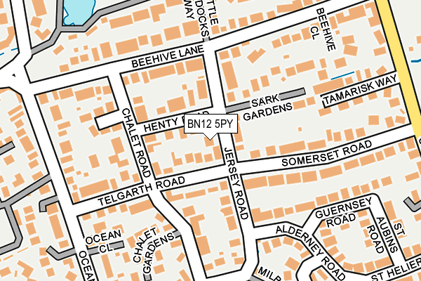 BN12 5PY map - OS OpenMap – Local (Ordnance Survey)